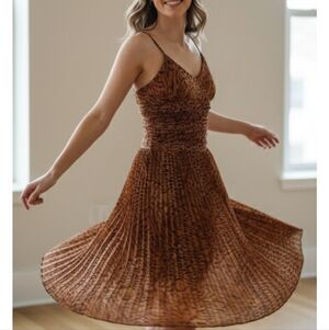 Due' Per Due' Veste Midi Dress Women's Size 4 Animal Print Vintage Look Prom